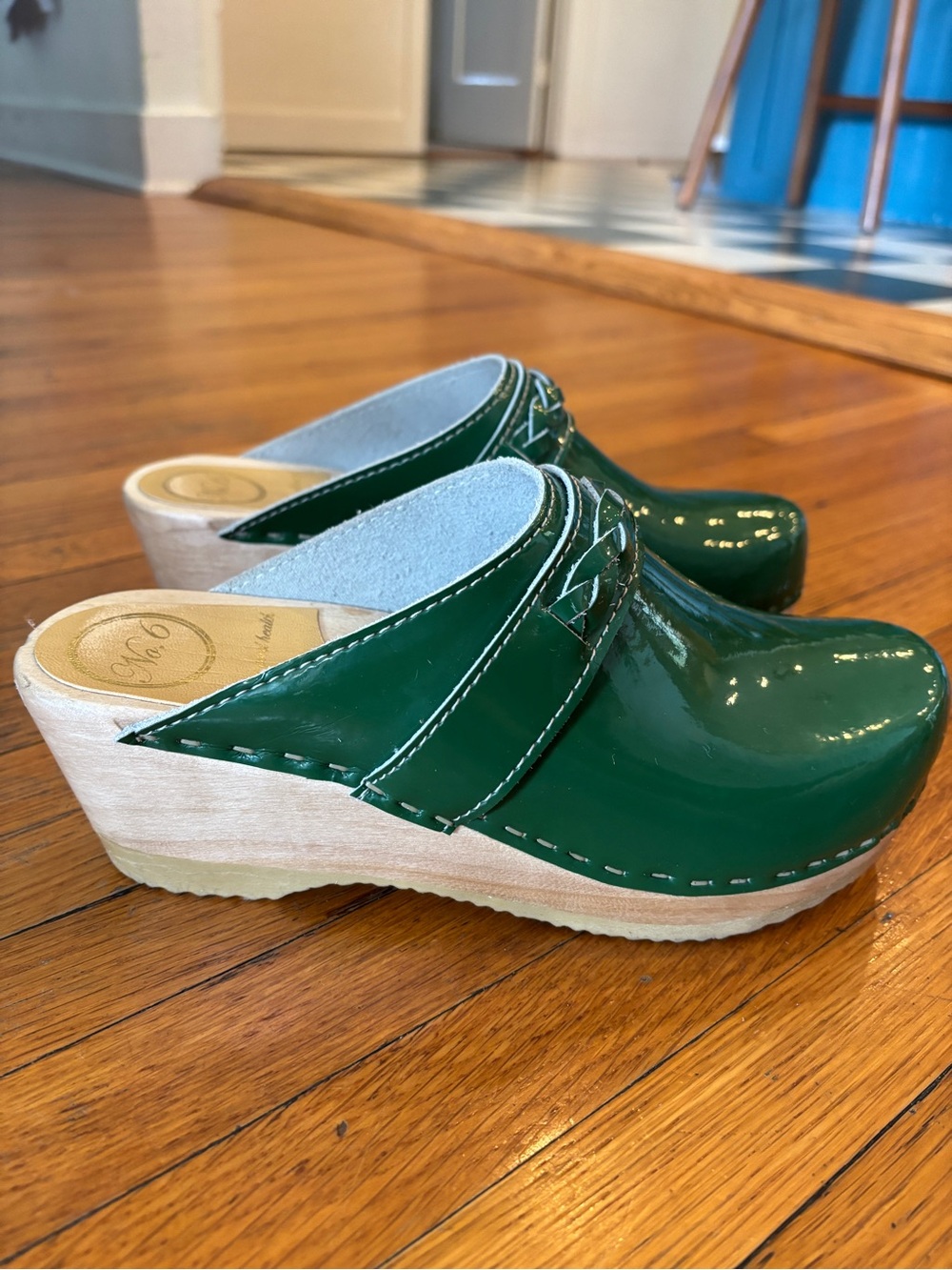 No 6 Bridget Clog- Patent Forest Green